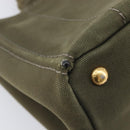 PRADA Canapa Hand Bag Canvas Khaki Gold Auth 213600-14