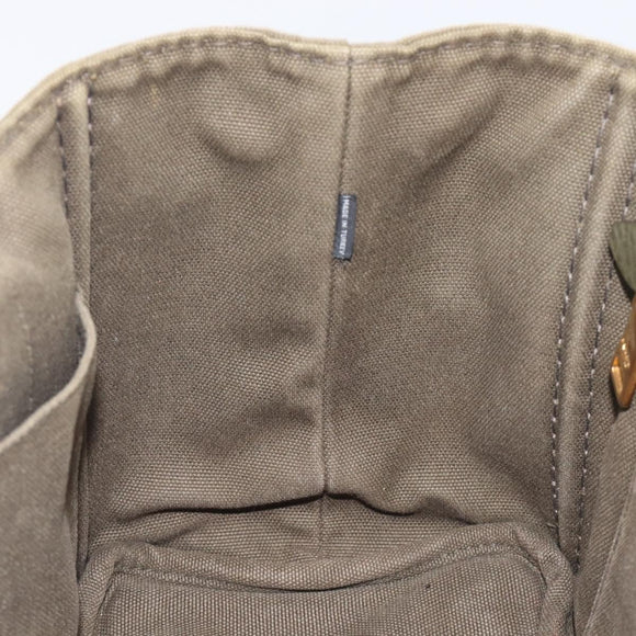 PRADA Canapa Hand Bag Canvas Khaki Gold Auth 213600