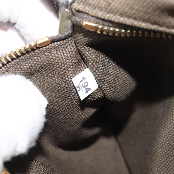 PRADA Canapa Hand Bag Canvas Khaki Gold Auth 213600