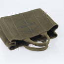 PRADA Canapa Hand Bag Canvas Khaki Gold Auth 213600-6