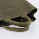 PRADA Canapa Hand Bag Canvas Khaki Gold Auth 213600-7