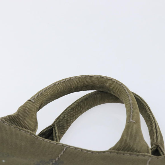 PRADA Canapa Hand Bag Canvas Khaki Gold Auth 213600