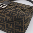FENDI Zucca Canvas Mamma Baguette Shoulder Bag Brown Black Auth 213601V-10