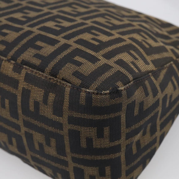 FENDI Zucca Canvas Mamma Baguette Shoulder Bag Brown Black Auth 213601V