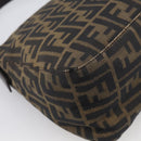 FENDI Zucca Canvas Mamma Baguette Shoulder Bag Brown Black Auth 213601V-13