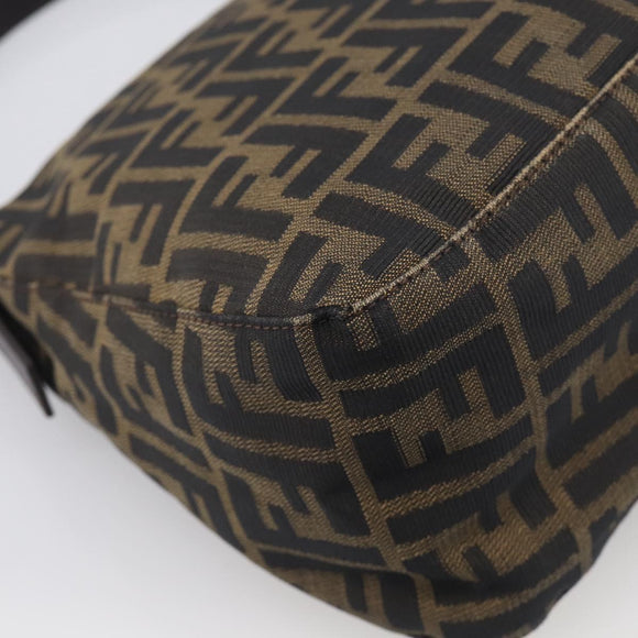 FENDI Zucca Canvas Mamma Baguette Shoulder Bag Brown Black Auth 213601V