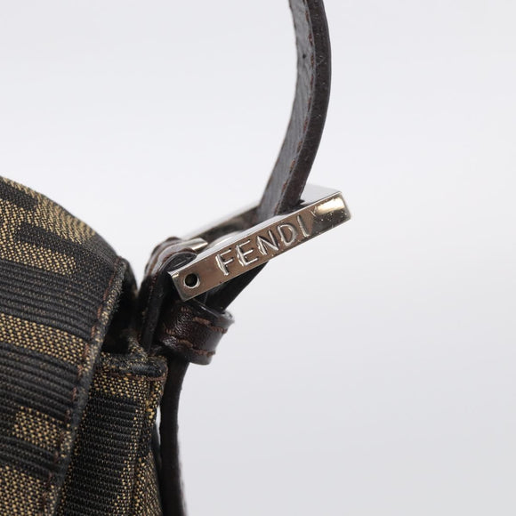 FENDI Zucca Canvas Mamma Baguette Shoulder Bag Brown Black Auth 213601V