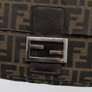 FENDI Zucca Canvas Mamma Baguette Shoulder Bag Brown Black Auth 213601V-15