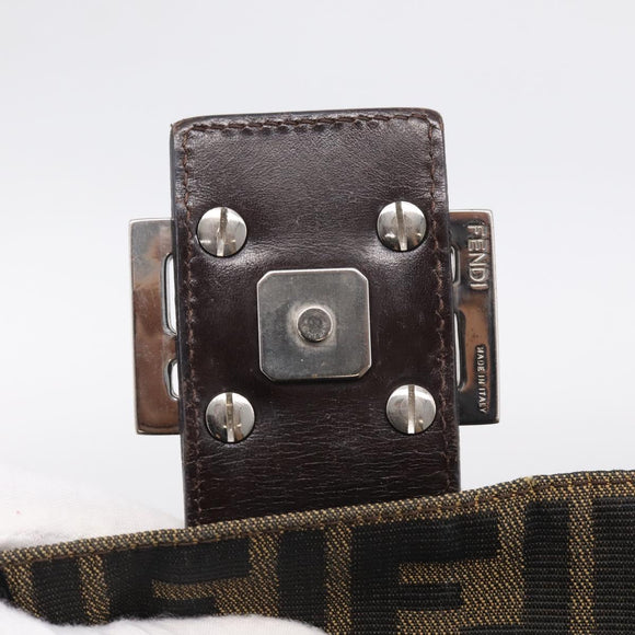 FENDI Zucca Canvas Mamma Baguette Shoulder Bag Brown Black Auth 213601V