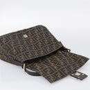 FENDI Zucca Canvas Mamma Baguette Shoulder Bag Brown Black Auth 213601V-17