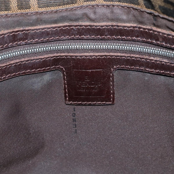 FENDI Zucca Canvas Mamma Baguette Shoulder Bag Brown Black Auth 213601V