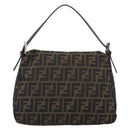 FENDI Zucca Canvas Mamma Baguette Shoulder Bag Brown Black Auth 213601V-3