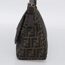 FENDI Zucca Canvas Mamma Baguette Shoulder Bag Brown Black Auth 213601V-5