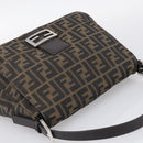 FENDI Zucca Canvas Mamma Baguette Shoulder Bag Brown Black Auth 213601V-6
