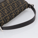 FENDI Zucca Canvas Mamma Baguette Shoulder Bag Brown Black Auth 213601V-7