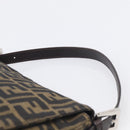 FENDI Zucca Canvas Mamma Baguette Shoulder Bag Brown Black Auth 213601V-8