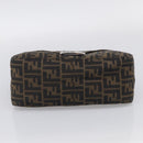 FENDI Zucca Canvas Mamma Baguette Shoulder Bag Brown Black Auth 213601V-9