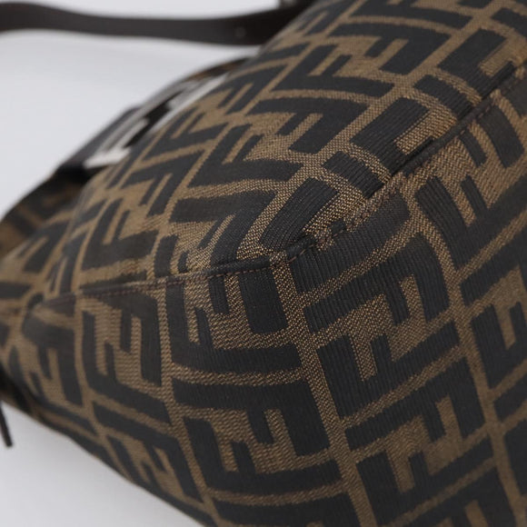 FENDI Zucca Canvas Mamma Baguette Shoulder Bag Brown Black Auth 213602V