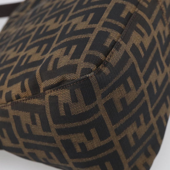 FENDI Zucca Canvas Mamma Baguette Shoulder Bag Brown Black Auth 213602V
