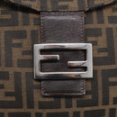 FENDI Zucca Canvas Mamma Baguette Shoulder Bag Brown Black Auth 213602V-15