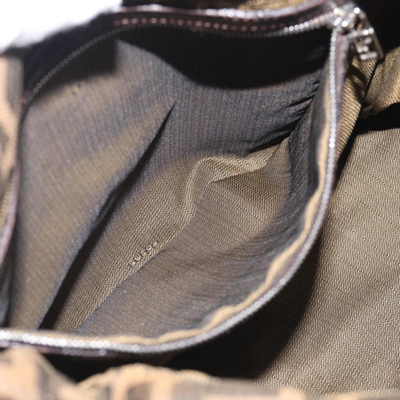 FENDI Zucca Canvas Mamma Baguette Shoulder Bag Brown Black Auth 213602V