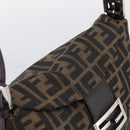 FENDI Zucca Canvas Mamma Baguette Shoulder Bag Brown Black Auth 213602V-6