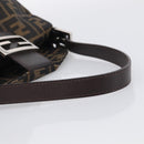 FENDI Zucca Canvas Mamma Baguette Shoulder Bag Brown Black Auth 213602V-7