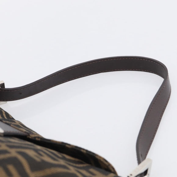 FENDI Zucca Canvas Mamma Baguette Shoulder Bag Brown Black Auth 213602V