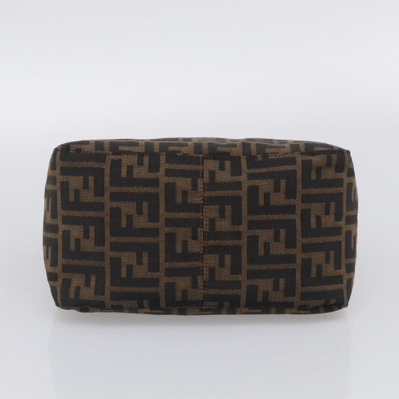 FENDI Zucca Canvas Mamma Baguette Shoulder Bag Brown Black Auth 213602V
