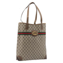 GUCCI GG Supreme Web Sherry Line Bag PVC Brown Gold 002 904 0131 Auth 213607-1