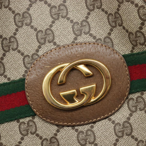 GUCCI GG Supreme Web Sherry Line Bag PVC Brown Gold 002 904 0131 Auth 213607