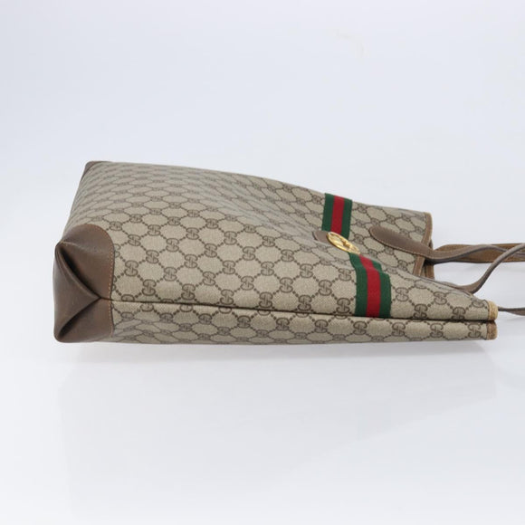 GUCCI GG Supreme Web Sherry Line Bag PVC Brown Gold 002 904 0131 Auth 213607