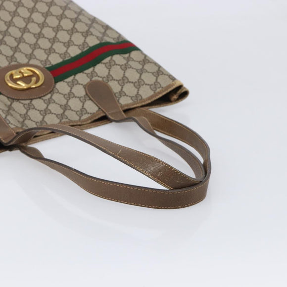 GUCCI GG Supreme Web Sherry Line Bag PVC Brown Gold 002 904 0131 Auth 213607