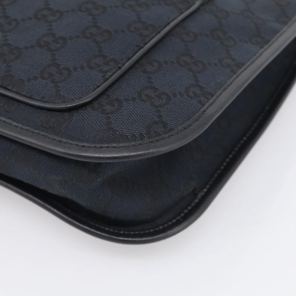 GUCCI GG Canvas Shoulder Bag Black Gold 001 4198 Auth 213611V
