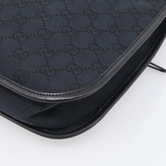GUCCI GG Canvas Shoulder Bag Black Gold 001 4198 Auth 213611V