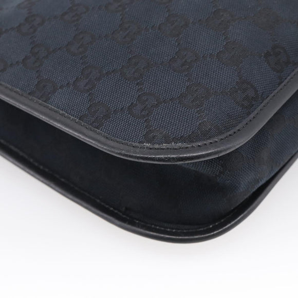 GUCCI GG Canvas Shoulder Bag Black Gold 001 4198 Auth 213611V