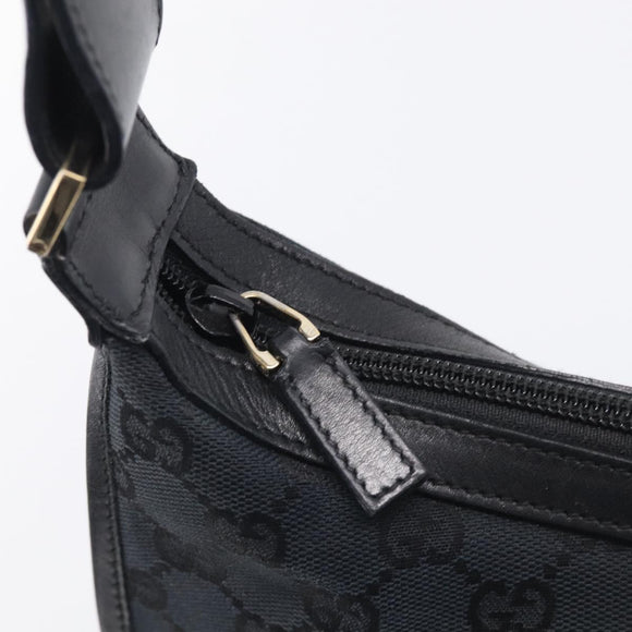 GUCCI GG Canvas Shoulder Bag Black Gold 001 4198 Auth 213611V