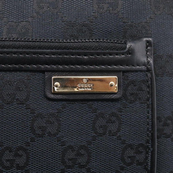 GUCCI GG Canvas Shoulder Bag Black Gold 001 4198 Auth 213611V