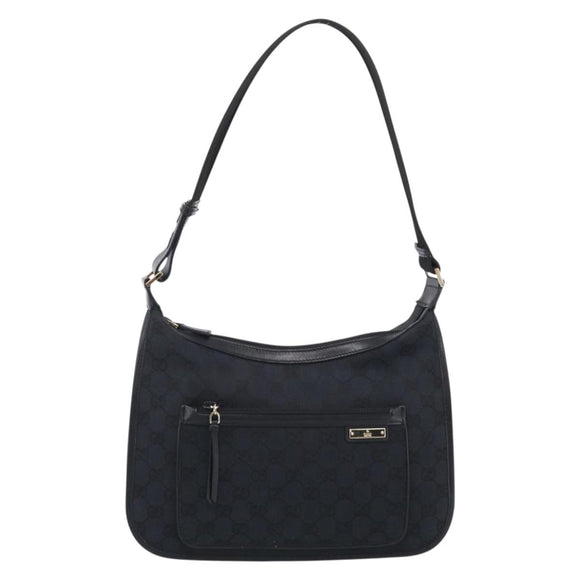 GUCCI GG Canvas Shoulder Bag Black Gold 001 4198 Auth 213611V