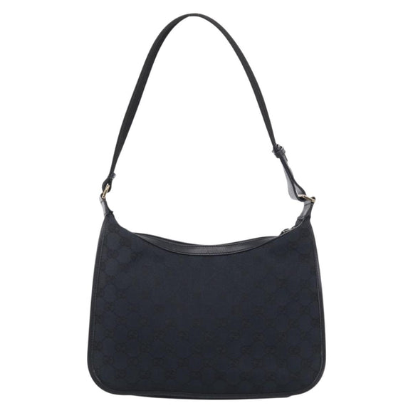 GUCCI GG Canvas Shoulder Bag Black Gold 001 4198 Auth 213611V