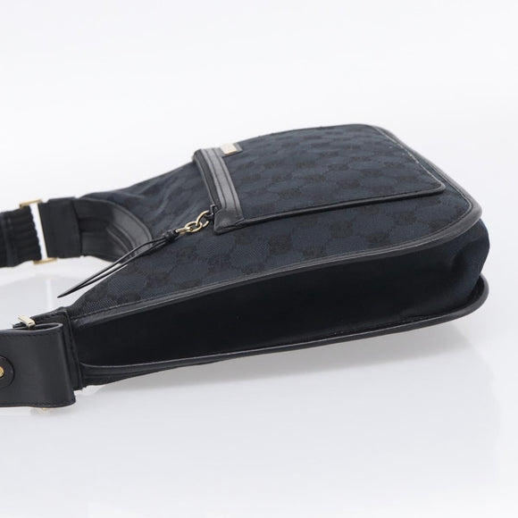 GUCCI GG Canvas Shoulder Bag Black Gold 001 4198 Auth 213611V