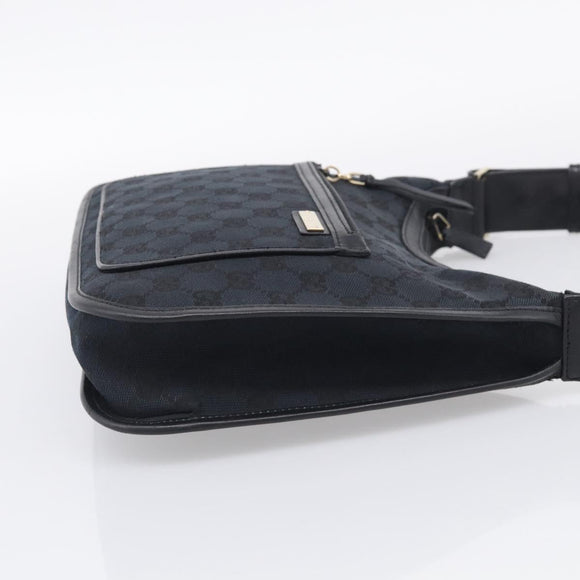 GUCCI GG Canvas Shoulder Bag Black Gold 001 4198 Auth 213611V