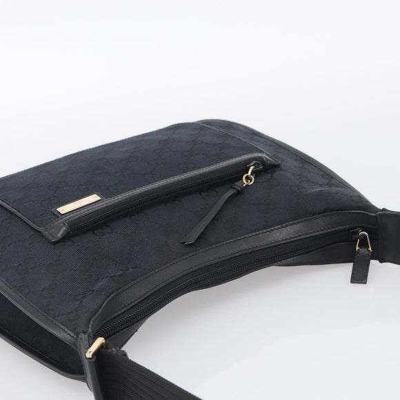 GUCCI GG Canvas Shoulder Bag Black Gold 001 4198 Auth 213611V