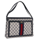 GUCCI GG Supreme Sherry Line Shoulder Bag PVC Navy Gold 02 14 013 Auth 213612-1