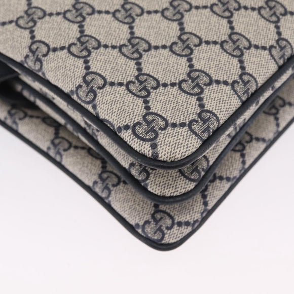 GUCCI GG Supreme Sherry Line Shoulder Bag PVC Navy Gold 02 14 013 Auth 213612