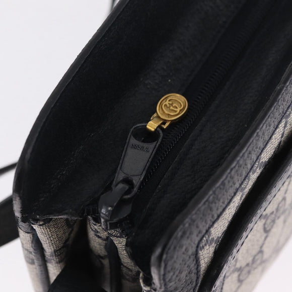 GUCCI GG Supreme Sherry Line Shoulder Bag PVC Navy Gold 02 14 013 Auth 213612