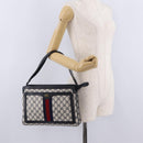 GUCCI GG Supreme Sherry Line Shoulder Bag PVC Navy Gold 02 14 013 Auth 213612-26