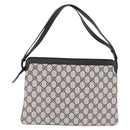 GUCCI GG Supreme Sherry Line Shoulder Bag PVC Navy Gold 02 14 013 Auth 213612-3