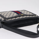 GUCCI GG Supreme Sherry Line Shoulder Bag PVC Navy Gold 02 14 013 Auth 213612-6