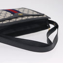 GUCCI GG Supreme Sherry Line Shoulder Bag PVC Navy Gold 02 14 013 Auth 213612-7